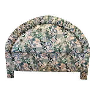 Vintage Chinoiserie Palm Beach Regency Queen Headboard With Mint Green, Blue and Pink For Sale