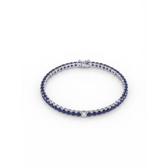Early 21st Century Natural 18k Gold Sapphire 2.74ct & Diamond 0.45ct Bracelet For Sale - Image 5 of 8