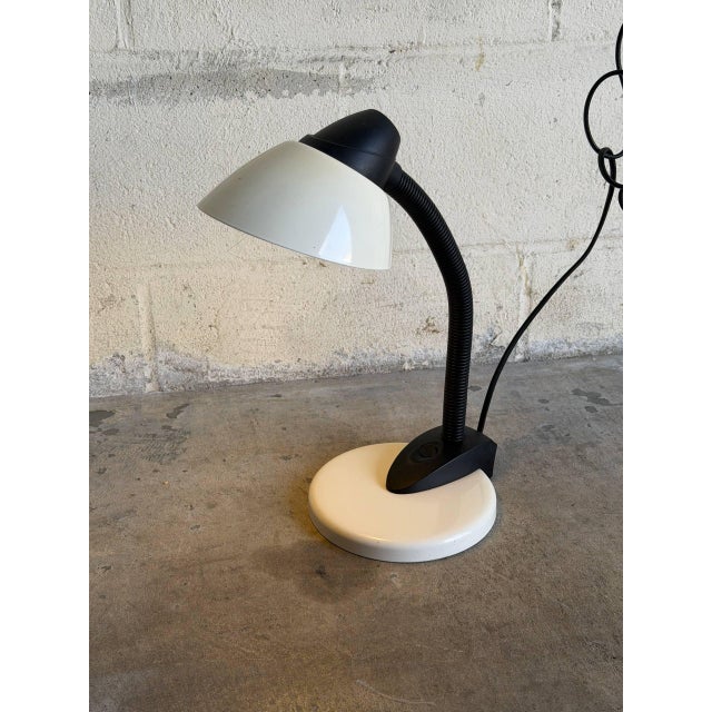 1980s White and Black Gooseneck Desk Lamp With Adjustable Arm For Sale - Image 9 of 10