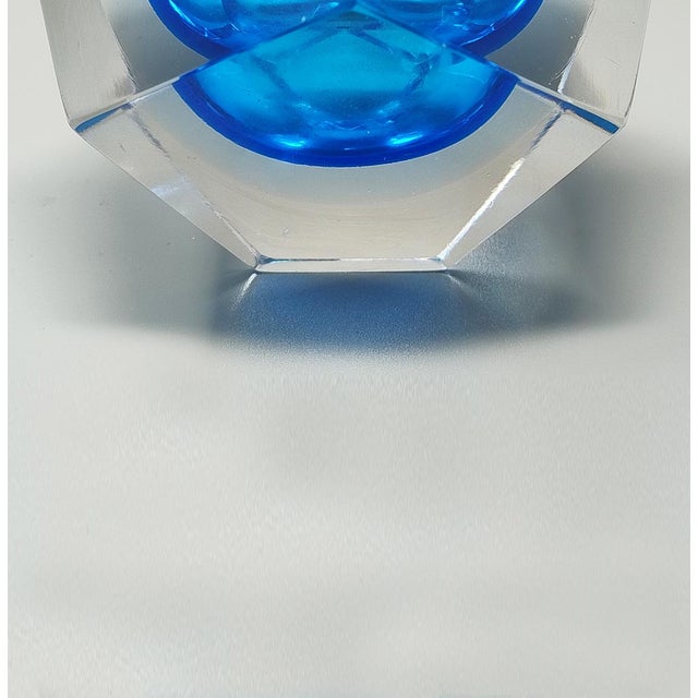 1960s Vintage Table Blue Lighter in Murano Sommerso Glass by Flavio Poli for Seguso, 1960s For Sale - Image 5 of 9