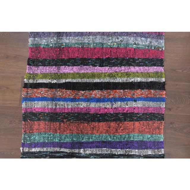 Pink Vintage Turkish Hand-Knotted Wool Cotton Pink Kilim Runner Rug For Sale - Image 8 of 10