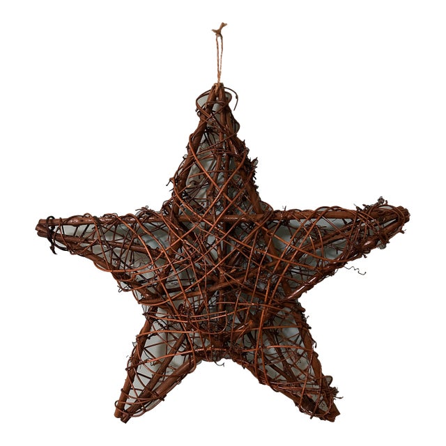 Large Handmade 3 Dimensional Grapevine Varnished Star For Sale