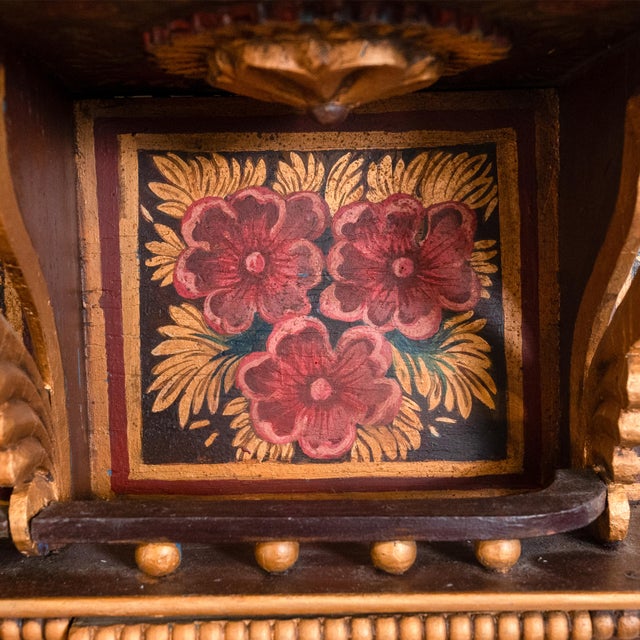 Early 20th Century Hand Carved & Painted Rajasthani Wooden Wall Cabinet For Sale - Image 9 of 18
