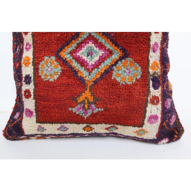 Red Vintage Red Diamond Motif Rug Cushions -Handwoven Rug&Kilim Decorative Pillow Set -18'' X 20'' For Sale - Image 8 of 11