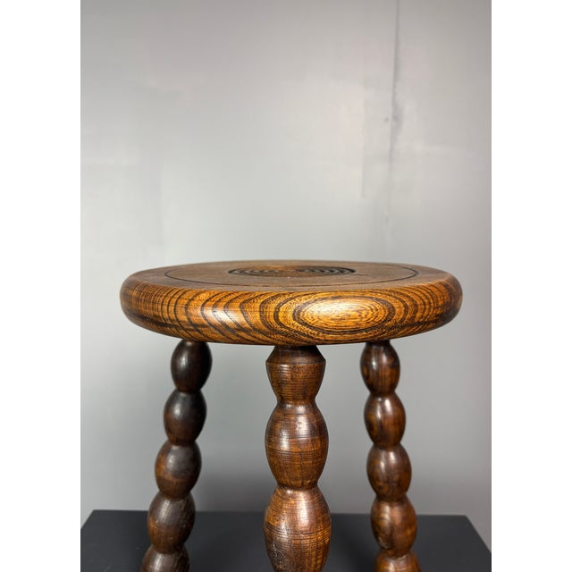 Mid-Century Turned Wood Bobbin Stool in the style of Charles Dudouyt, France, 1950s For Sale - Image 11 of 15