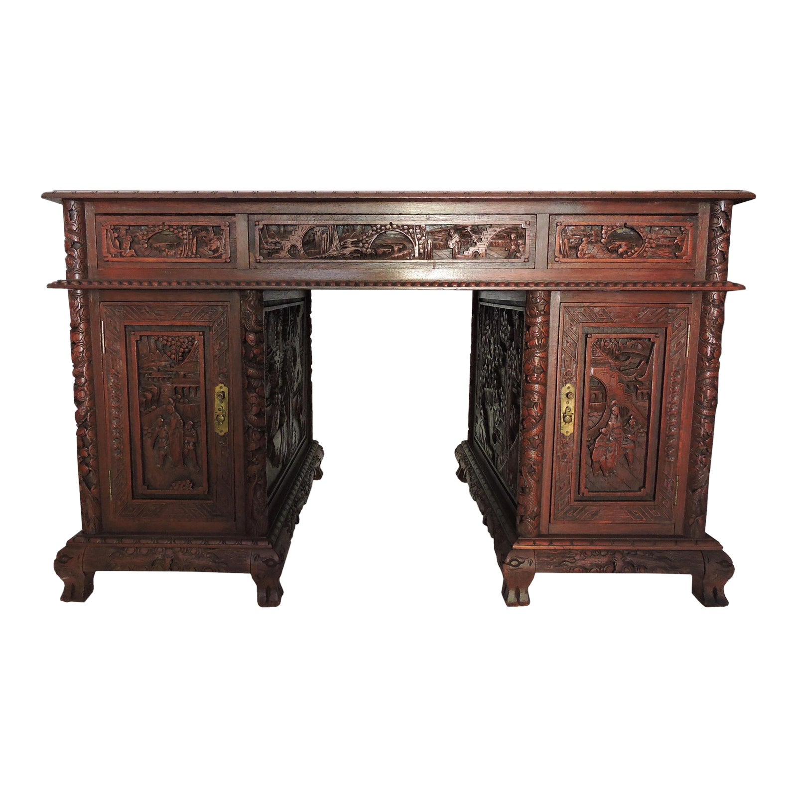 Ornate Chinese Rosewood Desk Chairish