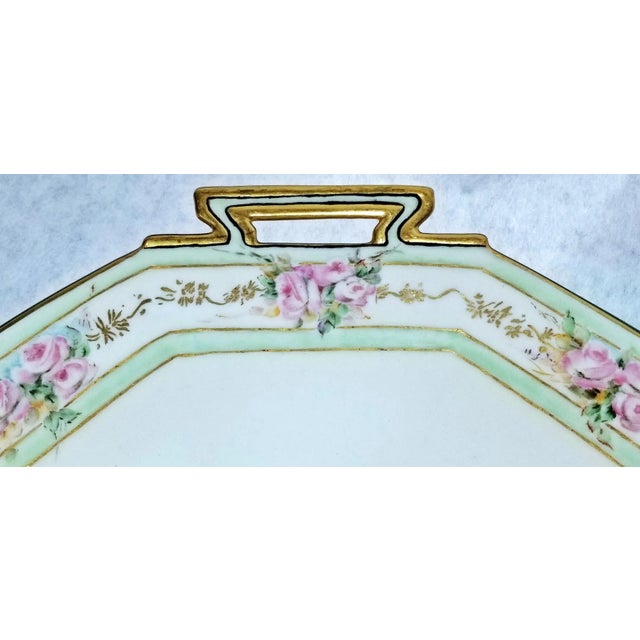 Art Deco 1917 Limoges Porcelain Hand Painted Art Deco Serving Dish For Sale - Image 3 of 7