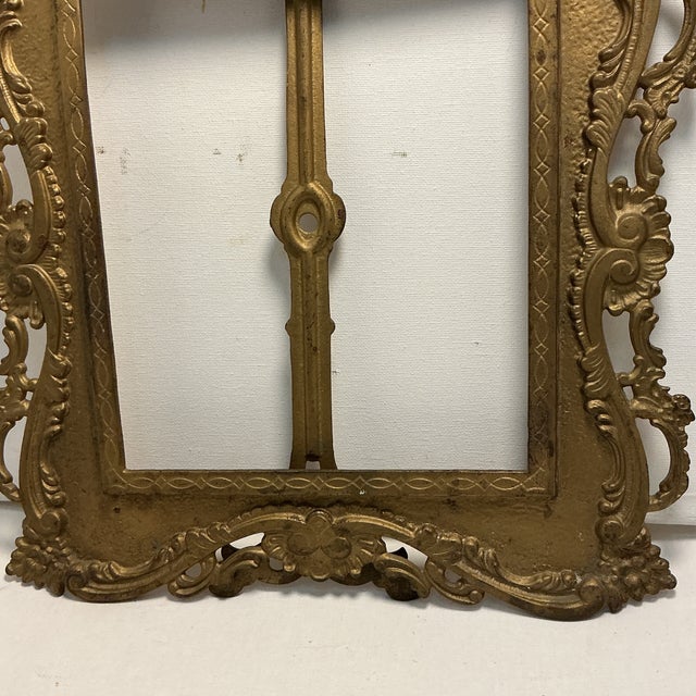 Baroque VTG Ornate Brass Metal Floral Scroll Empty Photo Picture Frame No Glass For Sale - Image 3 of 12
