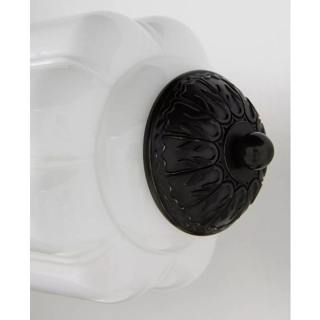 Vintage Style Double Glass Wall Sconce With Black Metal Detailing For Sale - Image 4 of 6