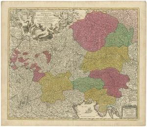 Map of the Austrian Circle and Surrounding Regions by Johann Baptist Homann, 1720