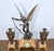 French Antique Clock Garniture Rare French 1896 "Amour Irresistible" Angel Statue Pink Marble 3-Piece Mantel Set For Sale - Image 3 of 17