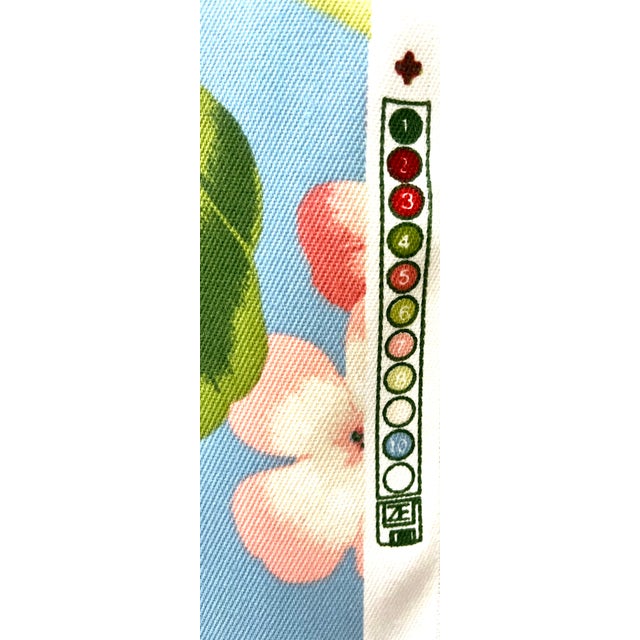 Discontinued Bloomcraft Floral Screen Print Fabric — 4 Yards in Sky Blue & Pink Geranium Pattern For Sale - Image 9 of 9