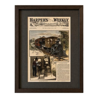 Thomas Edison & the First Electric Railroad – Menlo Park, New Jersey, Harper's Weekly, 1882 For Sale