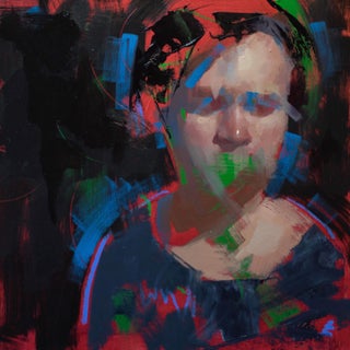 Ghosts We Make for Ourselves by John Wentz | Oil on Wood Panel Abstract Portrait of a Person For Sale