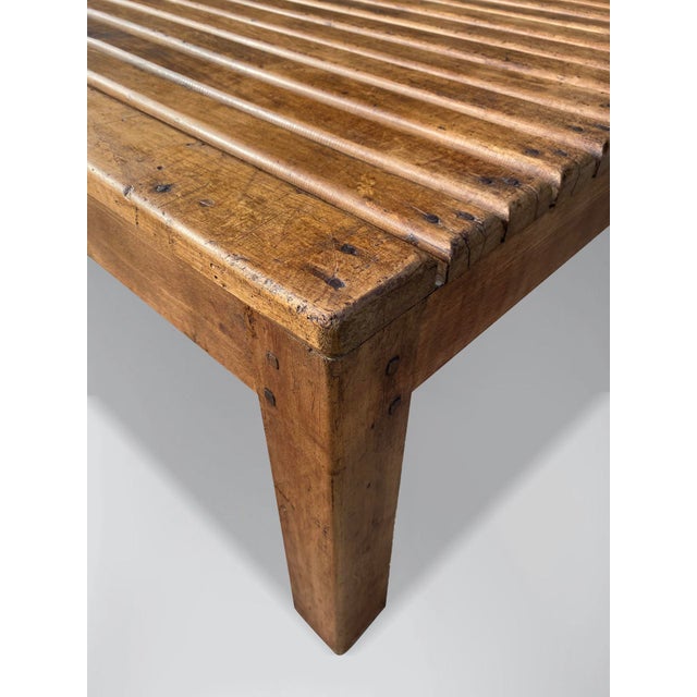 1950s Vintage French Walnut Slat Coffee Table, 1950 For Sale - Image 5 of 8