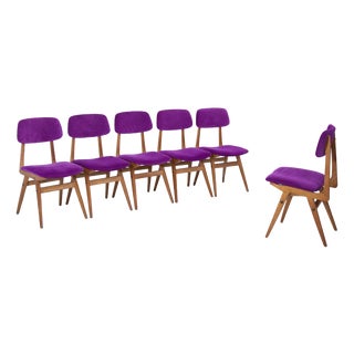Mid-Century Modern Italian Chairs in Purple Velvet, 1960, Set of 6 For Sale