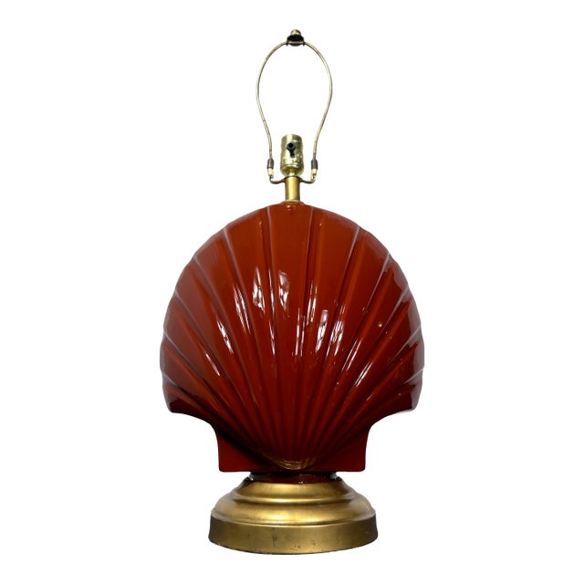1980s Postmodern Sculptural Reverse Painted Glass Clamshell Shaped Table Lamp For Sale