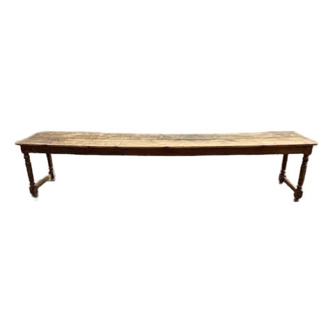 18th Century Long French Country Solid Oak Farm Dining Table For Sale
