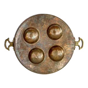 Heavy Antique French Escargot or Egg Poacher Copper Pan With Forged Brass Handles