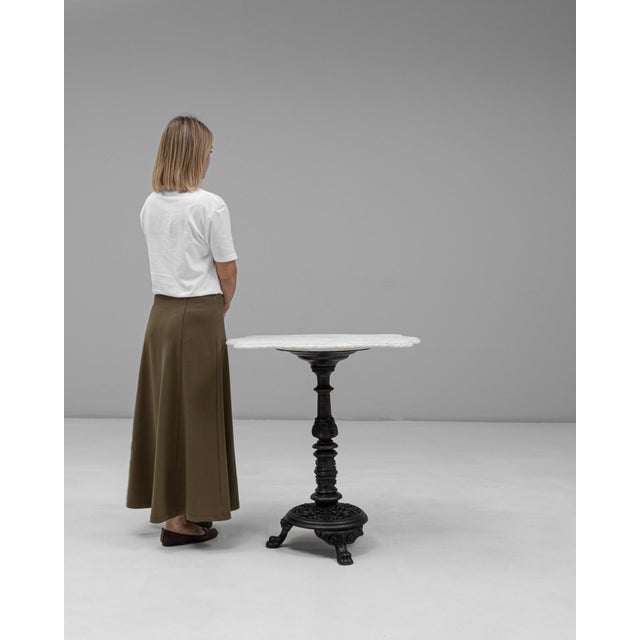 20th Century French Cast Iron Bistro Table With Marble Top Details Small Round For Sale - Image 17 of 18