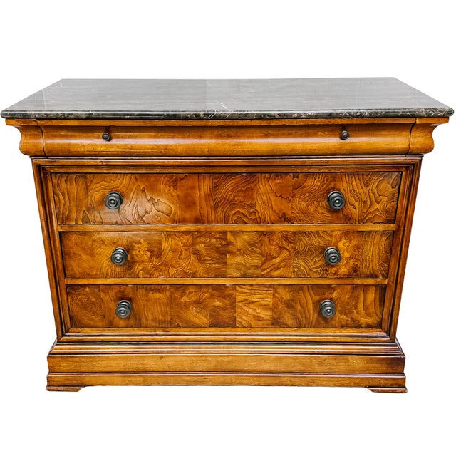 This Ethan Allen commode is a masterclass in French Louis Philippe design, blending the understated elegance of the 19th-...