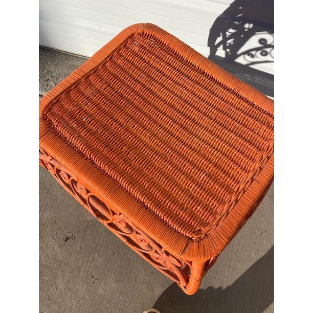 Mid 20th Century Vintage Painted Wicker Rattan Table For Sale - Image 4 of 13