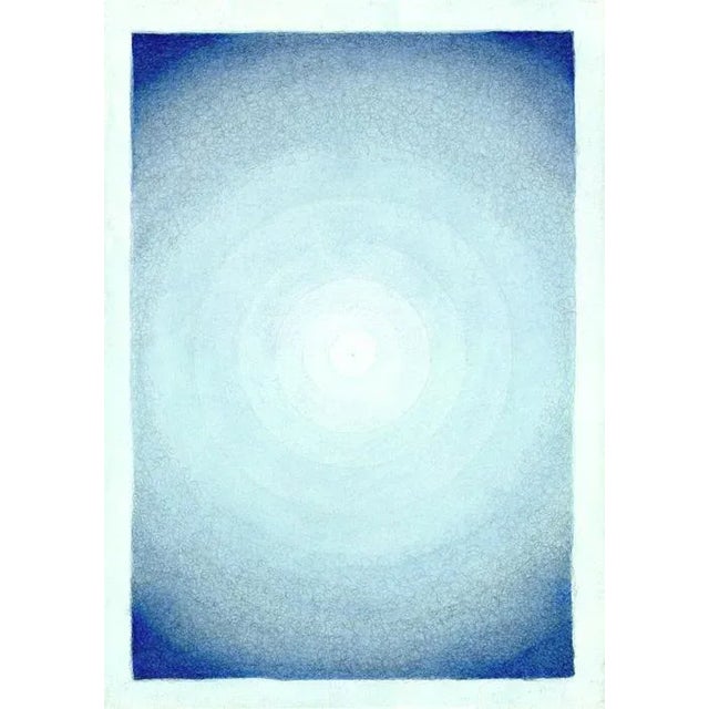 2010s Abstract Minimal Blue Watercolor Painting by Kathleen Ney Scribble Series "Crossing the Canal" For Sale - Image 5 of 5