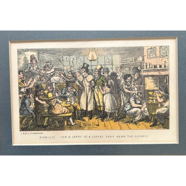 Paint Set of 10 Framed English Original Cruikshank Engravings - Life in London For Sale - Image 7 of 11