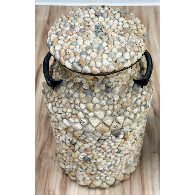 Large Antique Shell Encrusted Milk Jugs, a Pair For Sale - Image 9 of 14