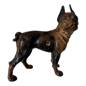 Antique Late 19th Century Cast Iron Boston Terrier Doorstop