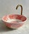 Pink Flower Handcrafted Vessel Basin Ceramic Modern Style, Moroccan Basin Sink Bowl with Brass Drain For Sale - Image 9 of 10