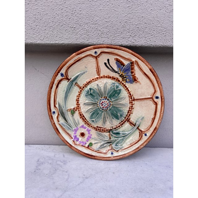Large Majolica Morning Glory Plate Wasmuel, Circa 1890 For Sale In Austin - Image 6 of 7