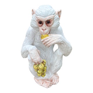 1960s Italian Glazed Terracotta Monkey Sculpture For Sale