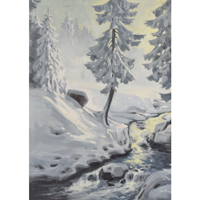Lothar Sperl, Lothar Sperl, Gemälde "winterlich verschneiter Wald", 1980, Framed For Sale - Image 3 of 9