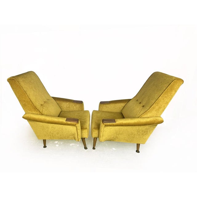 Wood Mid-Century Modern Fireside Armchairs with Teak Wood Detailing, 1960s, Set of 2 For Sale - Image 7 of 11