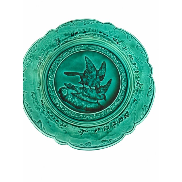 French Antique French Turquoise Faïence Plates — Set of 5 For Sale - Image 3 of 7