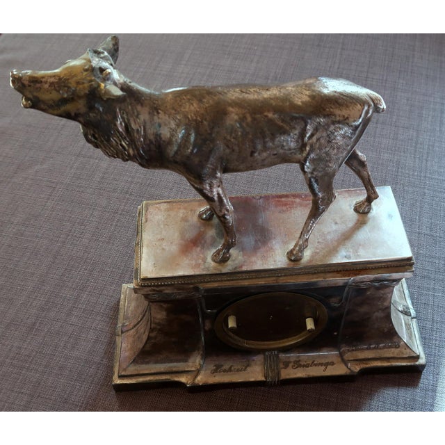 Antique Metal Deer Clock - Decorative Vintage Timepiece For Sale - Image 10 of 14