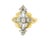 Elegant 14K Yellow Gold Filigree Diamond Marquise Ring featuring 17 brilliant round diamonds set within an intricate...