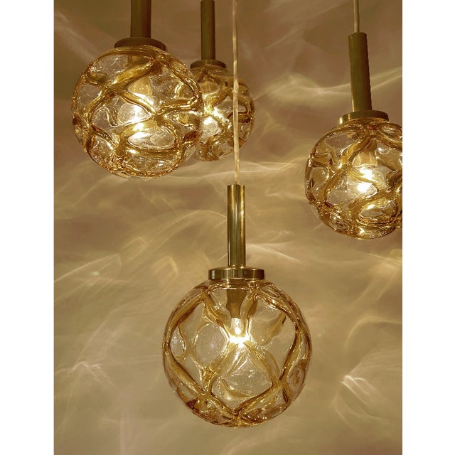 Gold Vintage Glass Pendant Light from Doria Leuchten, 1970s For Sale - Image 8 of 14