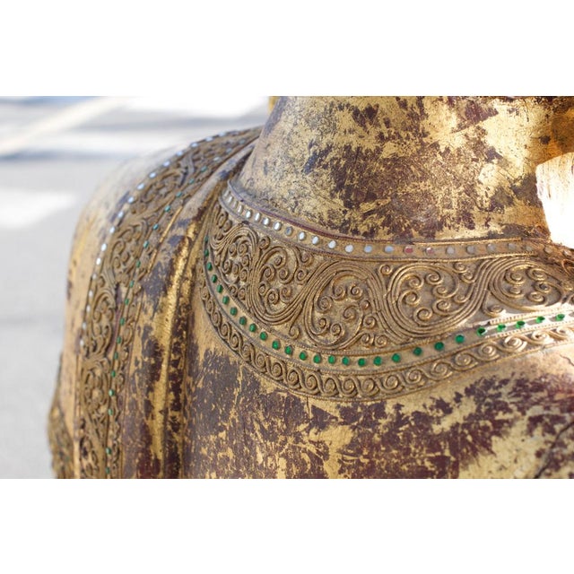 Buddha in Gilded Wood, Asia, 1950s For Sale - Image 4 of 18