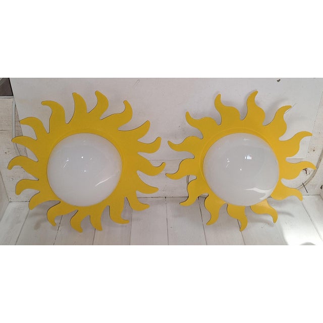Vintage Ceiling Lamps with Plastic Mounting, Metal Frame and Glass Shade, 2000s, Set of 2 For Sale - Image 4 of 7