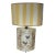 Vintage Toleware Pug Lamp With Hand Painted Striped Shade For Sale
