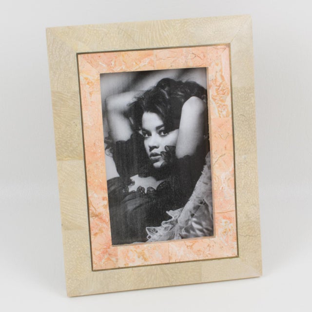Maitland - Smith Maitland Smith Tessellated Marble, Travertine and Stone Picture Frame circa 1980 For Sale - Image 4 of 8