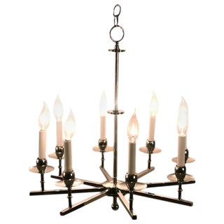 Chrome Eight-Light Spoke Chandelier For Sale