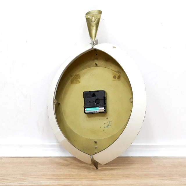 Mid Century 1960s Brass Wall Clock by Atlanta Electric For Sale - Image 4 of 5