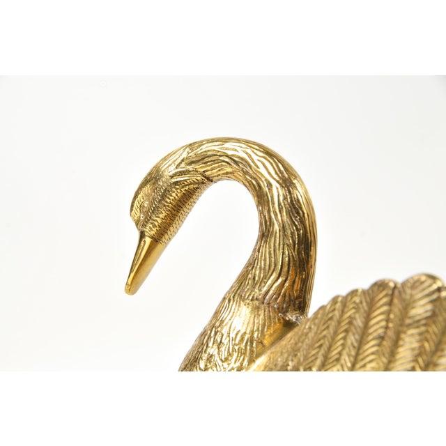 Brass Vintage Hollywood Regency Large Brass Swan Planter Pot For Sale - Image 8 of 15