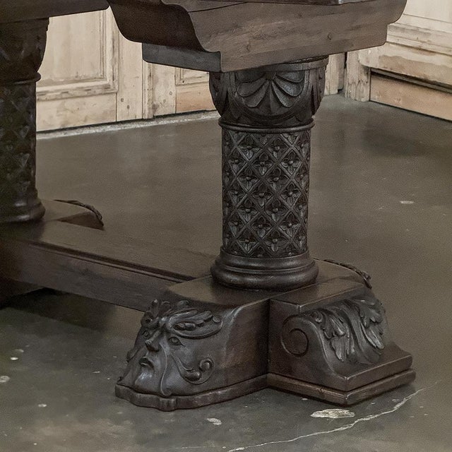 19th Century French Gothic Revival Library Table For Sale - Image 12 of 18