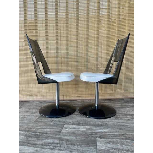 Pair of Mid Century Modern Smoked Lucite Swivel Chairs by Daystrom. Circa 1970s For Sale - Image 10 of 18