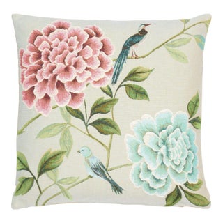 Birds & Hydrangeas Tapestry Cushion With Feather Filler - 46 X 46cm For Sale