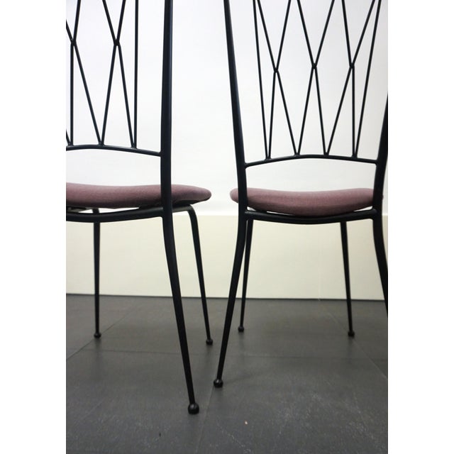 Black French Black Lacquered Chairs, 1950s, Set of 4 For Sale - Image 8 of 10